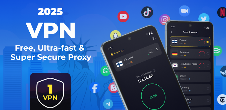 1 Fast VPN v3.3.7(kg) MOD APK (Premium Unlocked)