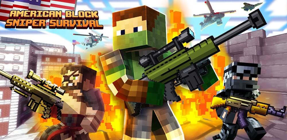 American Block Sniper Survival v1.147 MOD APK (God Mode/Dumb Enemy)