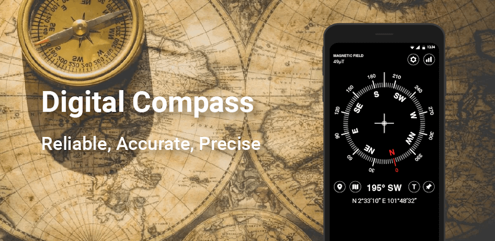 Digital Compass v18.3 MOD APK (Premium Unlocked)