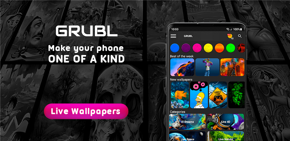 GRUBL 4D Live Wallpapers + AI v3.6.21.1 MOD APK (Premium Unlocked)