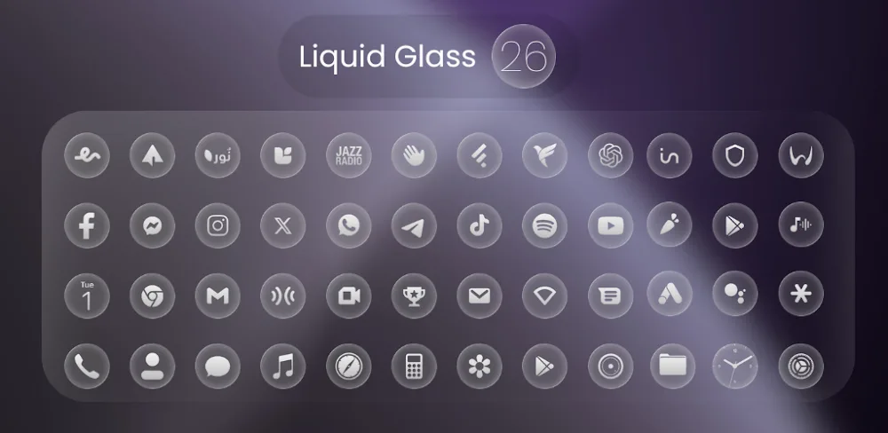 Liquid Glass 26 Round Icons v1.7 APK (Full Version)