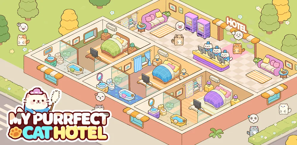 My Purrfect Cat Hotel v2.6.7 MOD APK (Menu, Unlimited Gem, Fish, No Ads)
