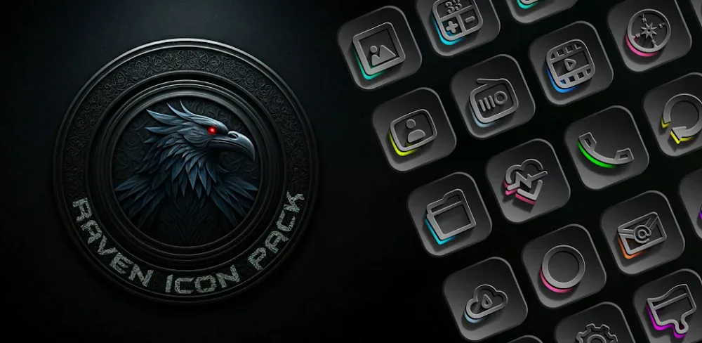 Raven Dark Icon Pack v1.2.7 APK (Full Version)