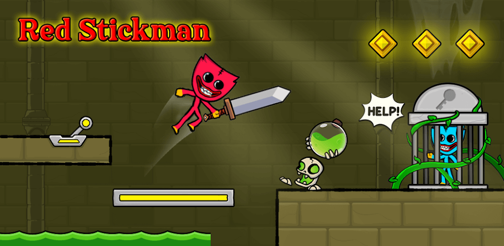 Red Stickman: Stick Adventure MOD APK v2.8.3 (Unlimited Hearts, Free Skins)