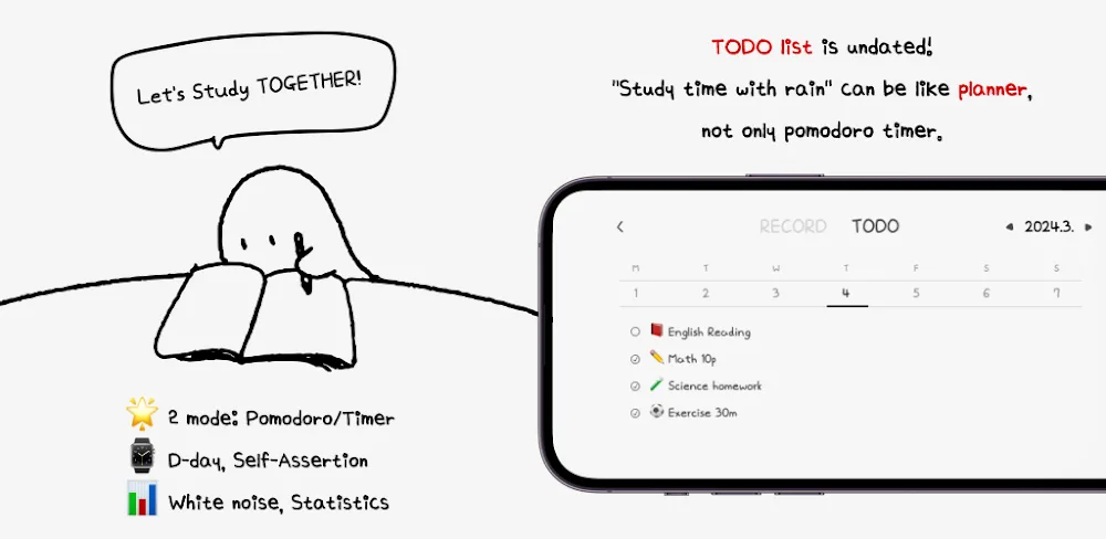 Study Time With Rain v2.5.5 MOD APK (Premium Unlocked)